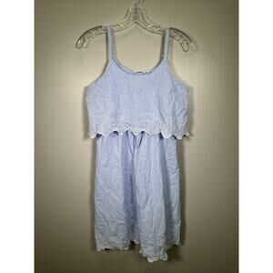 Jojo Maman Bebe Maternity Dress‎ S Blue White Striped Nursing Nightdress Eyelet
